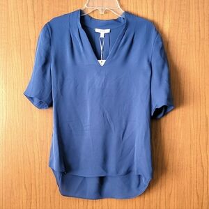 NWT$228 Joie Ance Short Sleeve Asymmetrical Hem Silk Top Blouse XS (0-2)